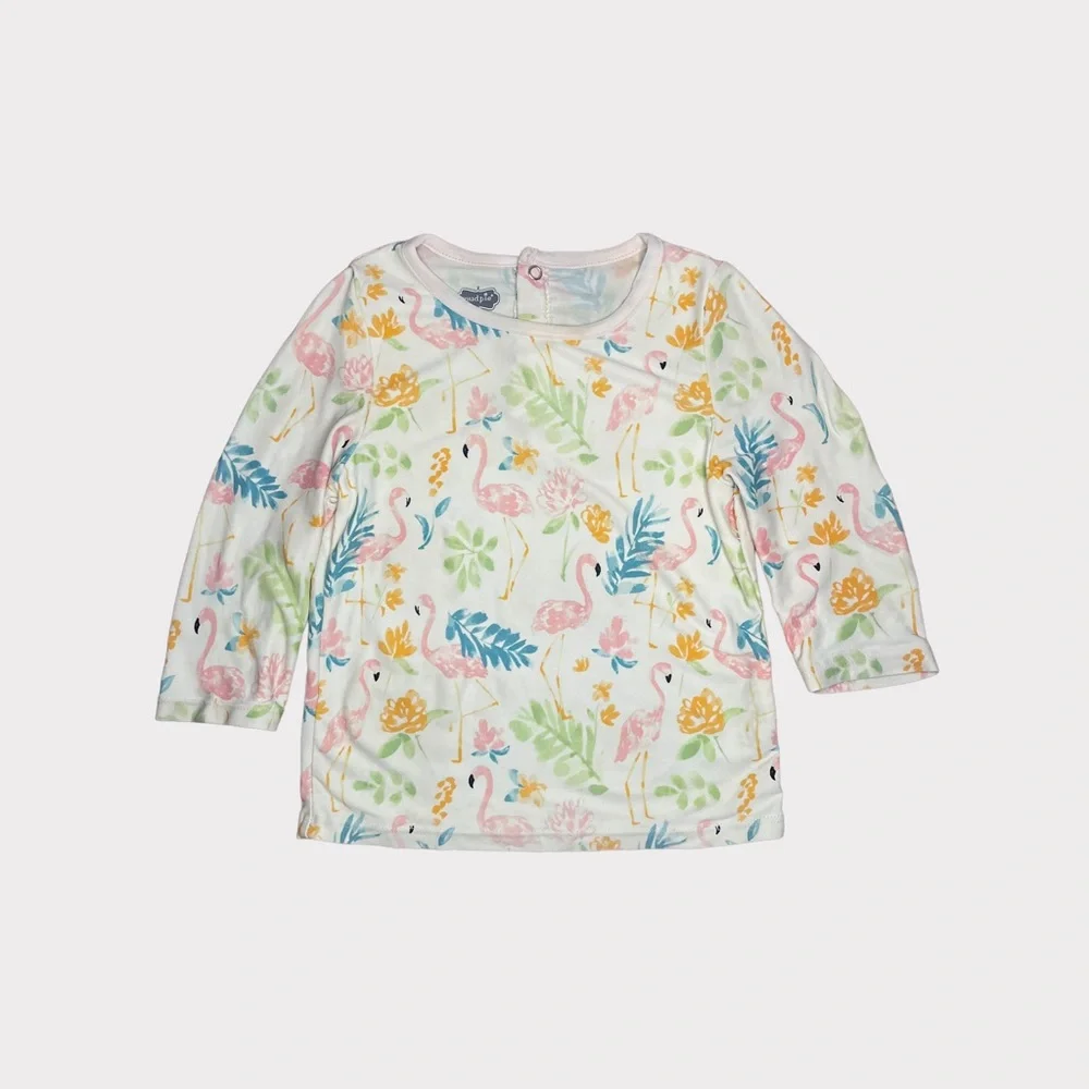 Mud Pie Flamingo Leaf Pattern Swim Top